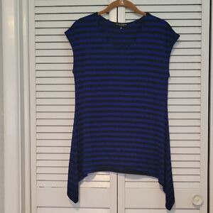 Striped Blue and Black Women's Tunic Top